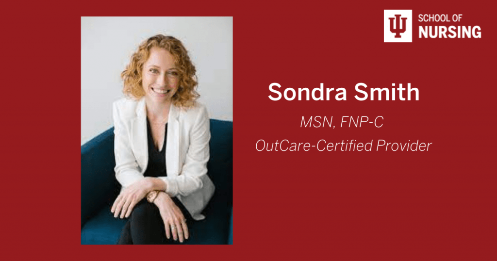 Graphic including photo of Sondra Smith and text including MSN, FNP-C, OutCare-Certified Provider