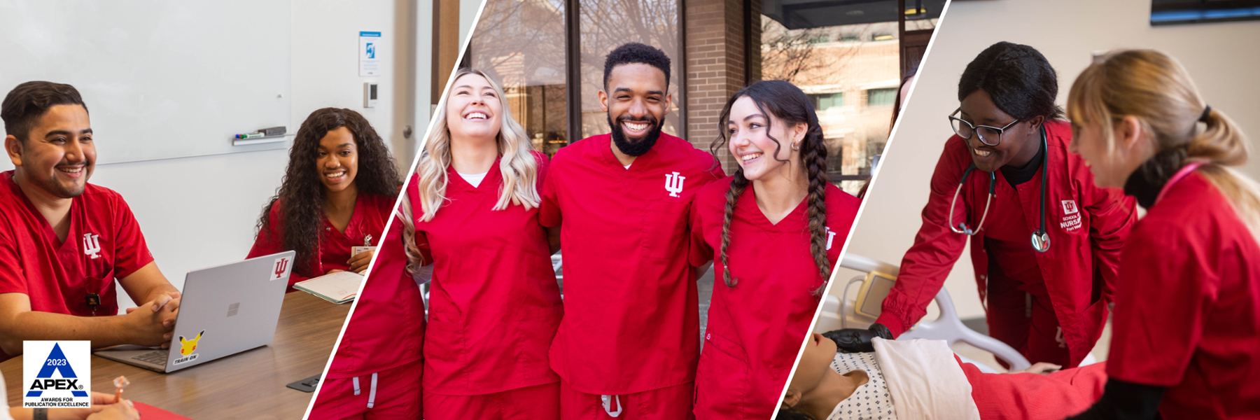Nursing students from Indianapolis, Bloomington, and Fort Wayne, the core campuses of the IU School of Nursing. 
