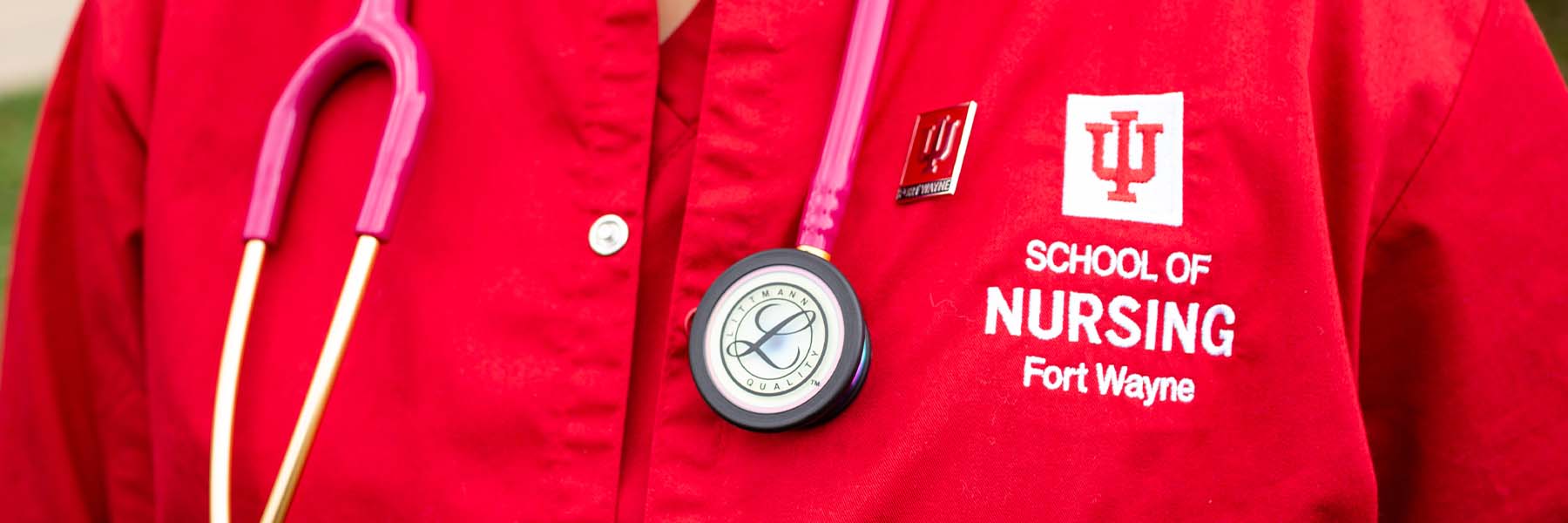 Close up of IUFW nursing student uniform
