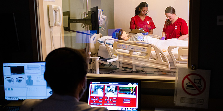 IUPUI nursing students at the Simulation and Skills lab