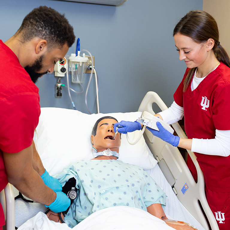 IUPUI nursing students at the Simulation and Skills lab