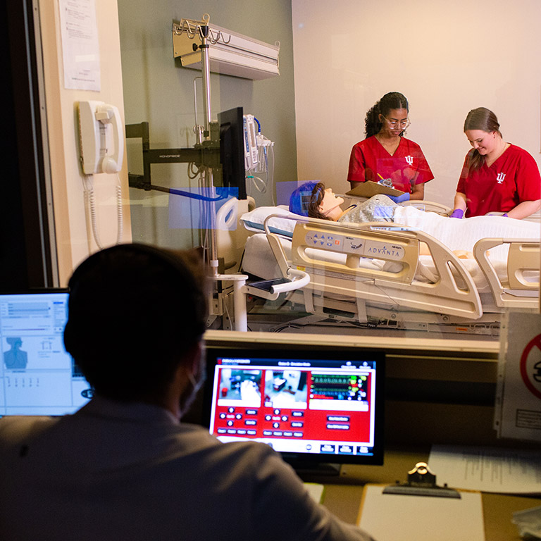 IUPUI nursing students at the Simulation and Skills lab