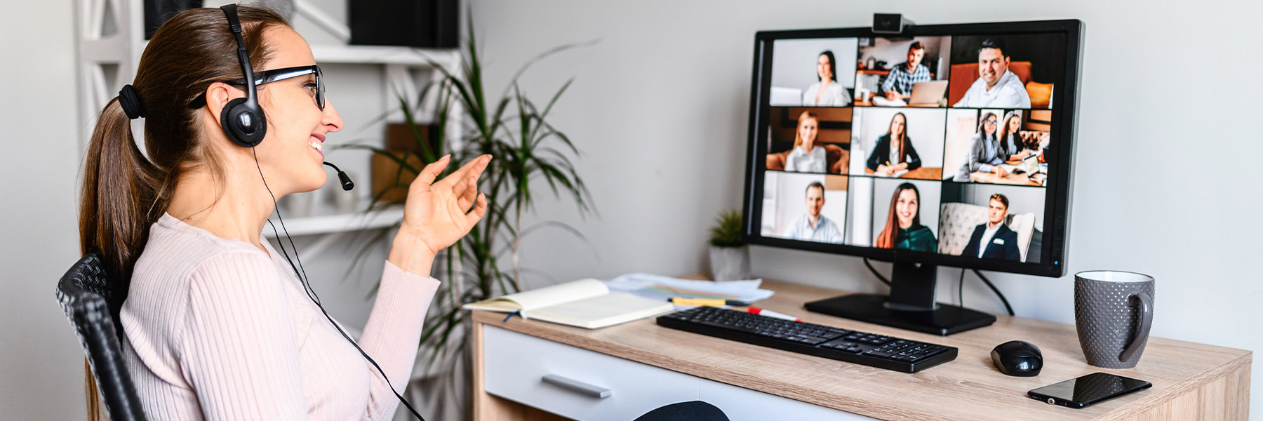 Student participating in online call