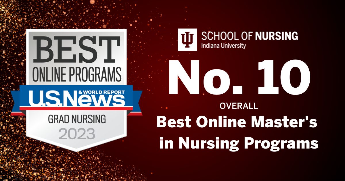 U.S. News and World Report Best Online Programs badge and IU School of Nursing information