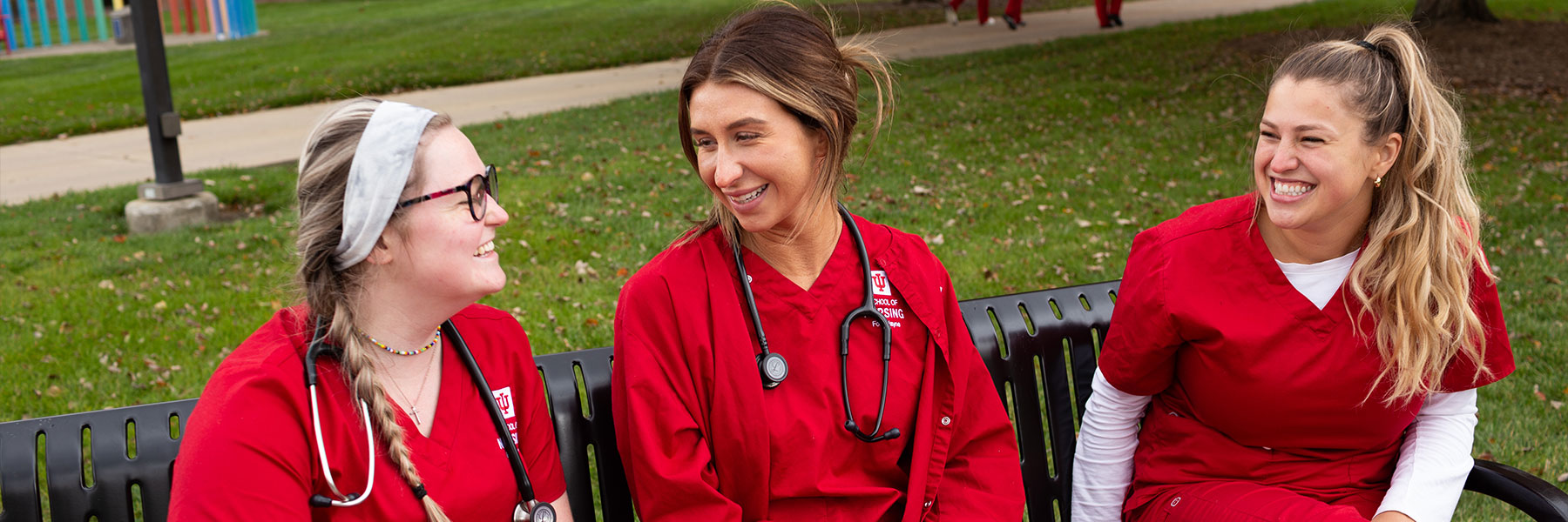 Three IUFW nursing students smiling and laughing