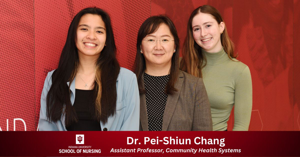 Image of Dr. Pei-Shiun Chang with two students