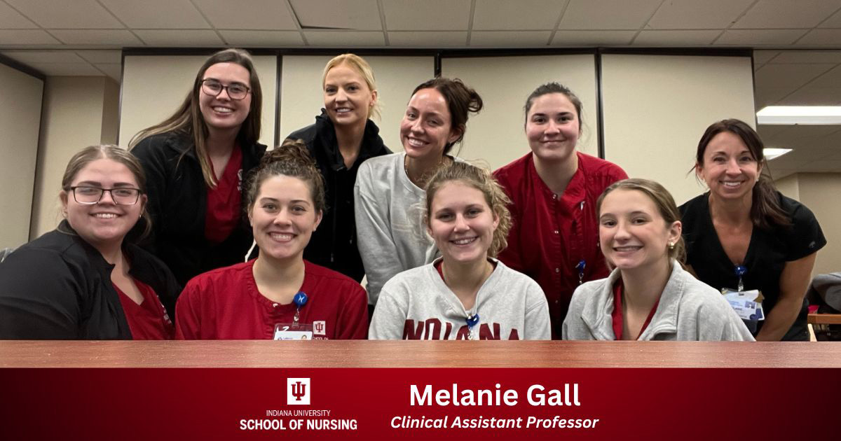 Dr. Melanie Gall with senior nursing students at clinical
