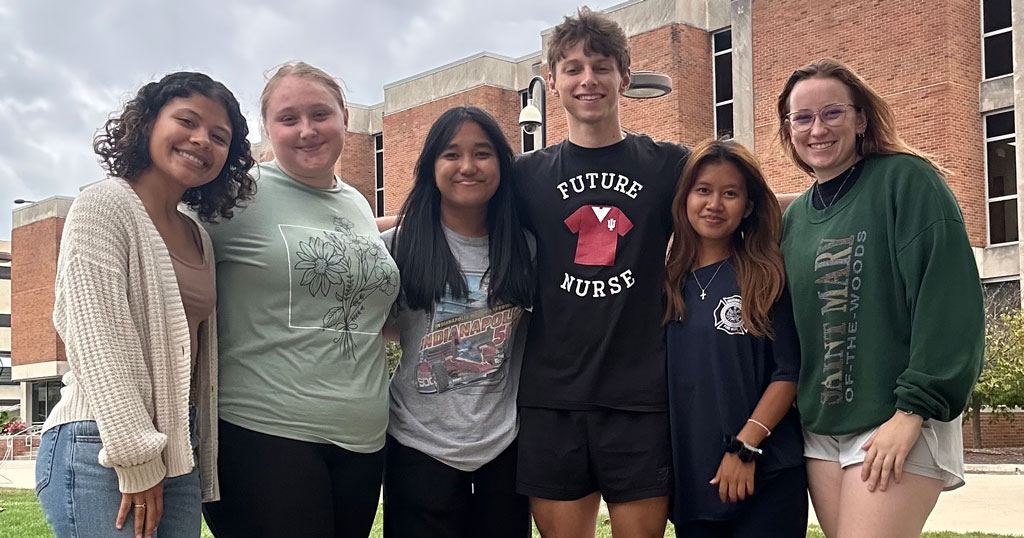 Group photo of six team members of IUSON IV League, a 2024 IU Indianapolis Regatta team