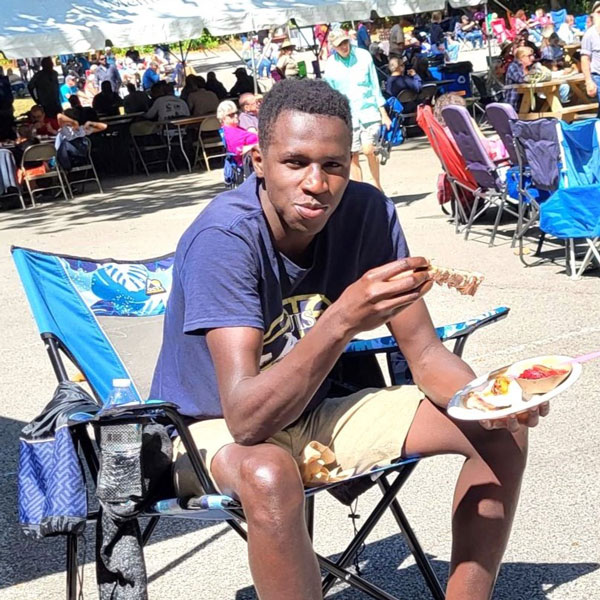 Moi University student Victor Kiplagat enjoys an afternoon event at McCormick's Creek State Park.