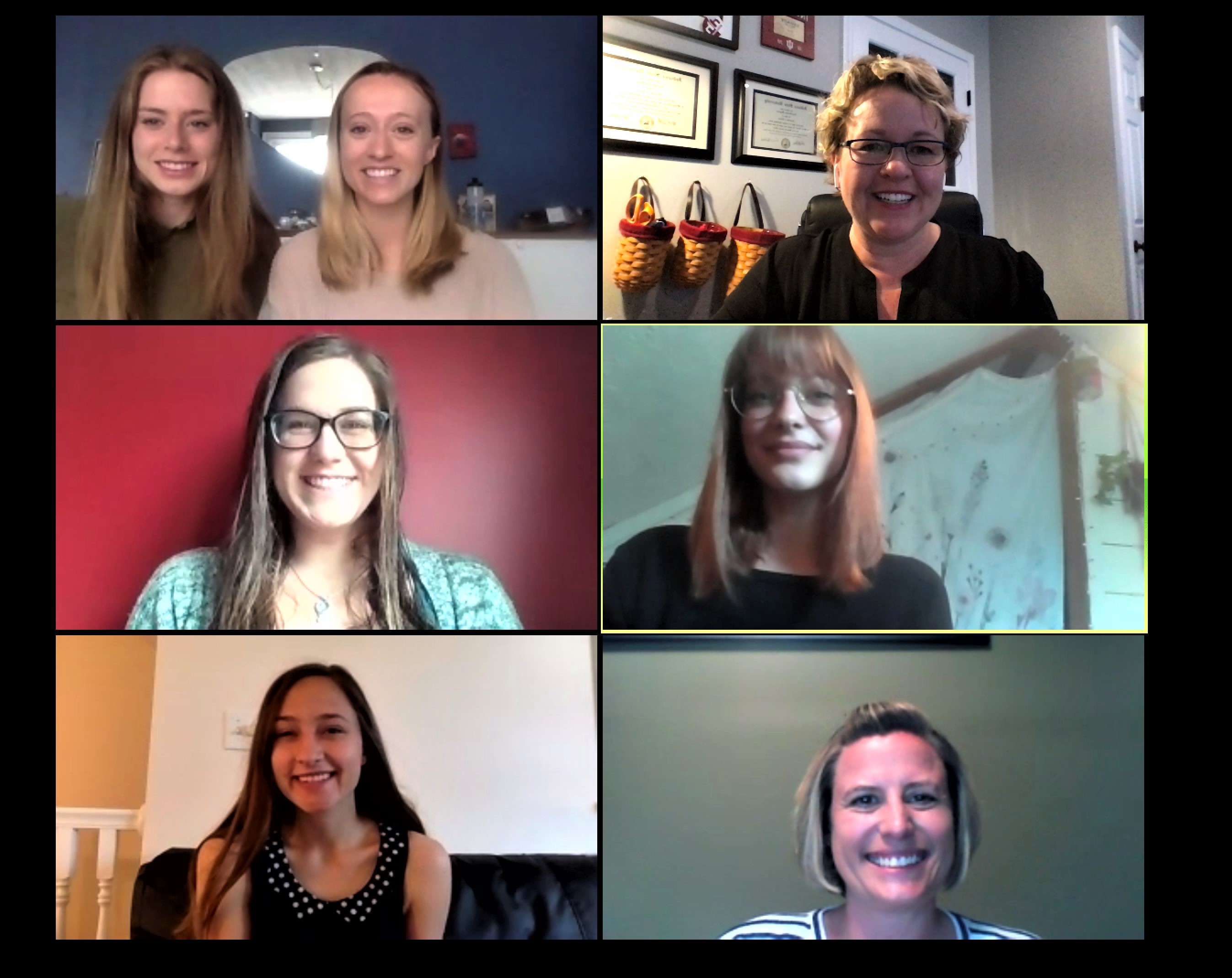 Collage of online meeting screens